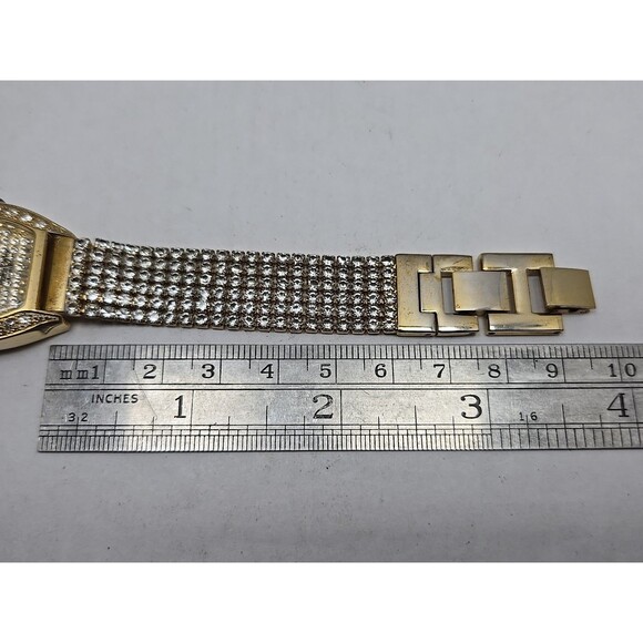 Victoria Wieck Gold Tone Pave Crystal Watch New Battery Womens Quartz Bracelet - Picture 7 of 10